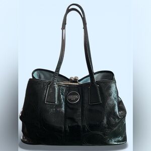 Coach Carryall Stitched C Logo bag Patent Leather F15658 with Kiss Lock EUC